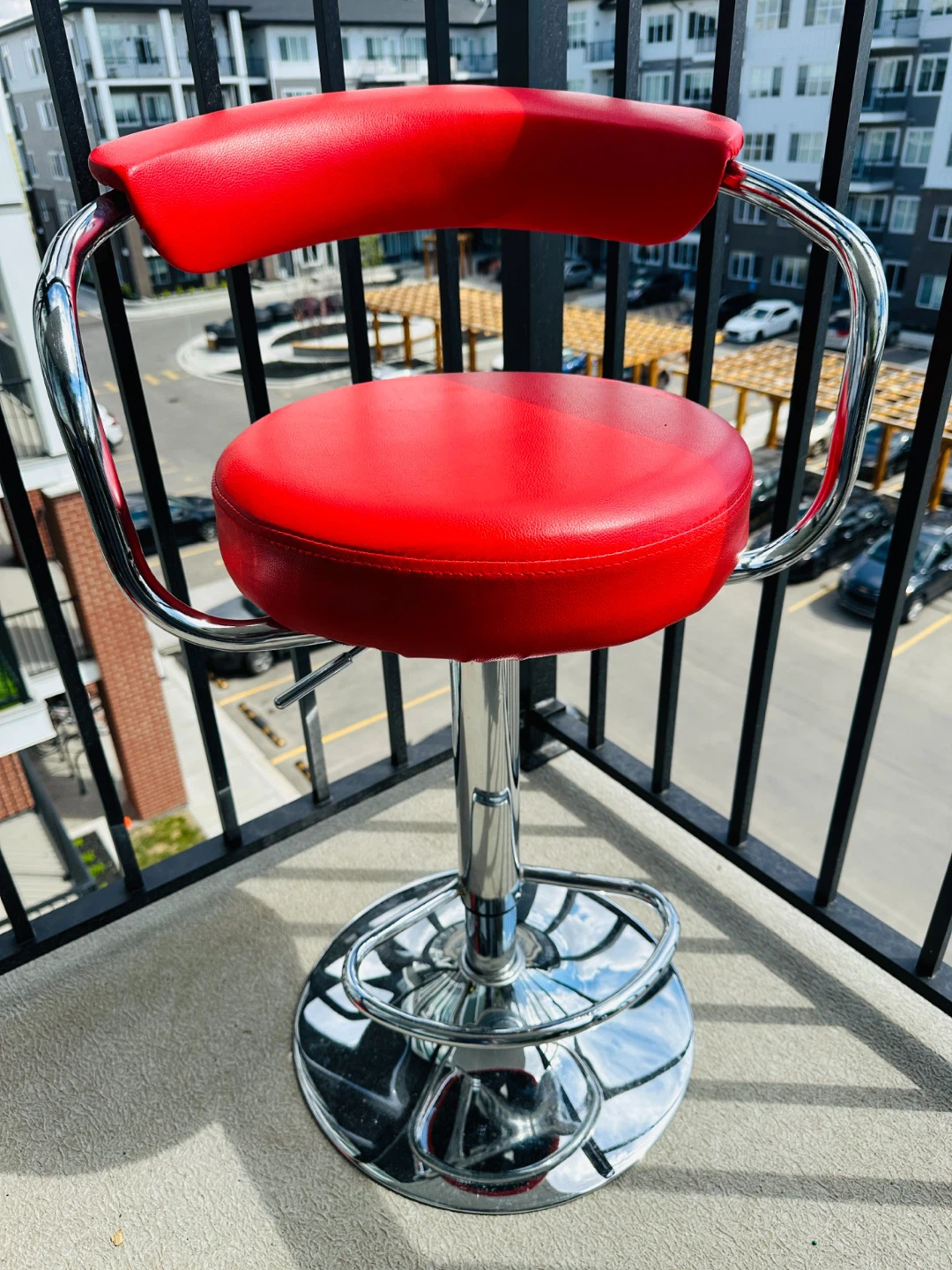 Red Adjustable Bar Stool - photo 2