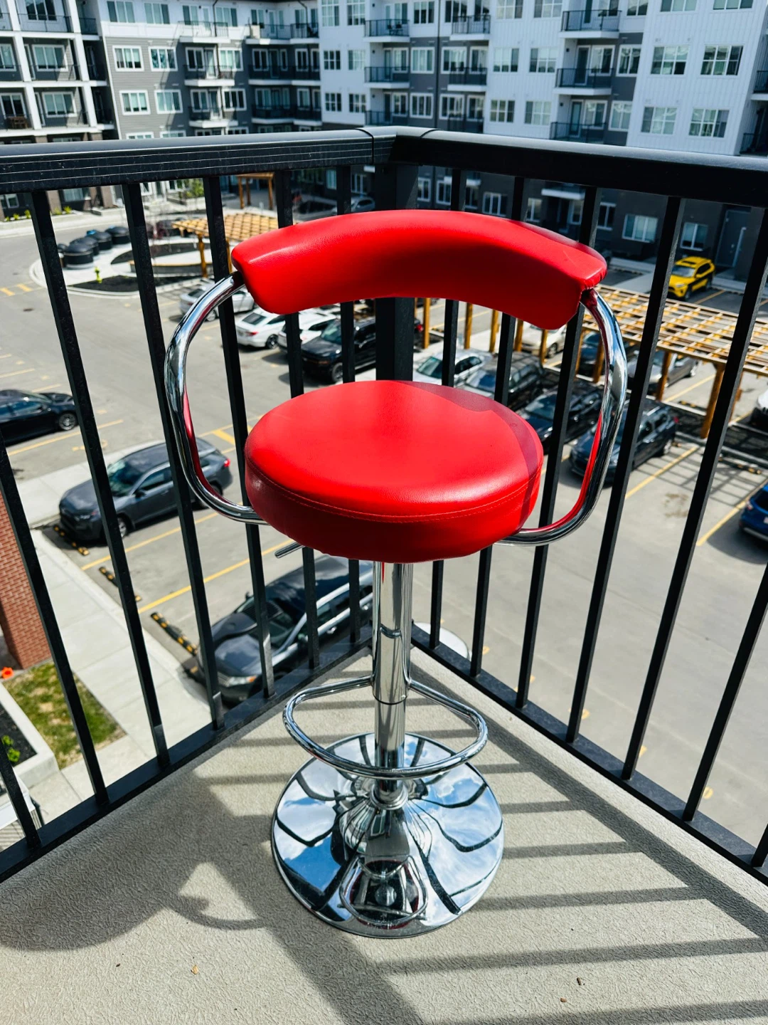 Red Adjustable Bar Stool - photo 3