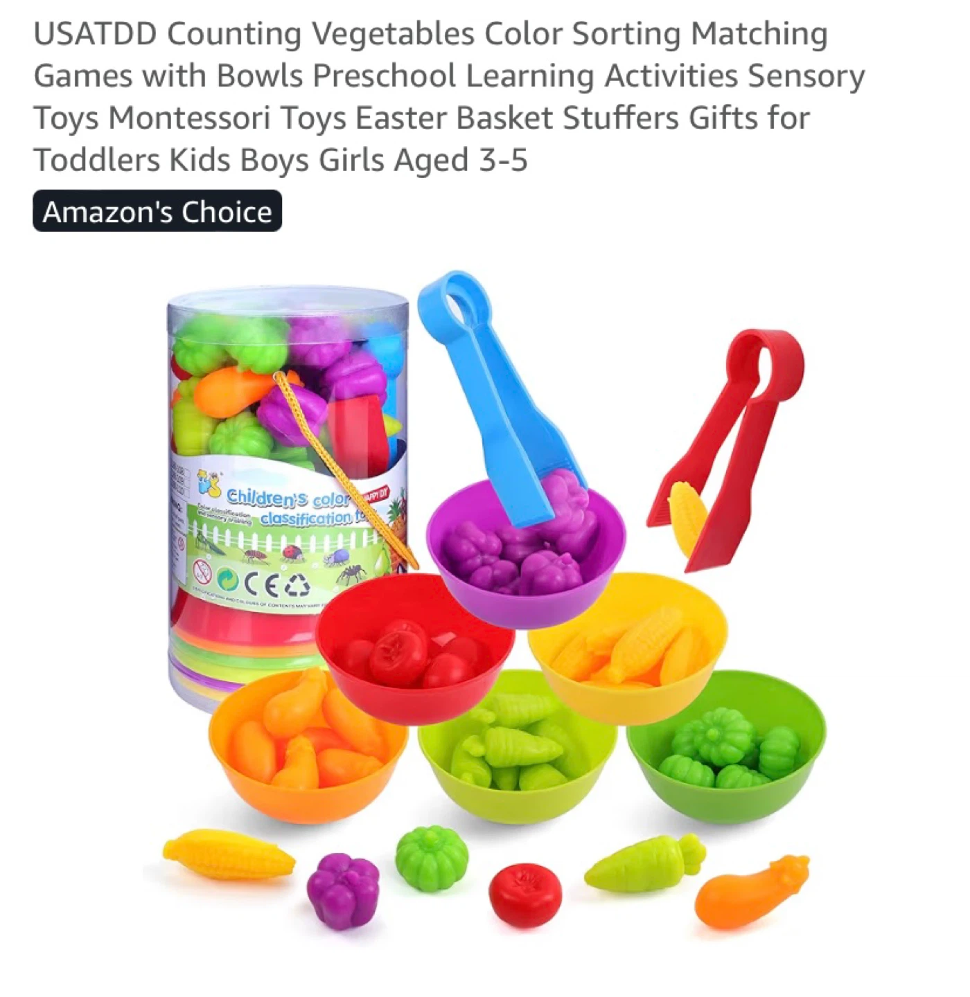 New Montessori Counting Vegetables Color Sorting Matching Toy