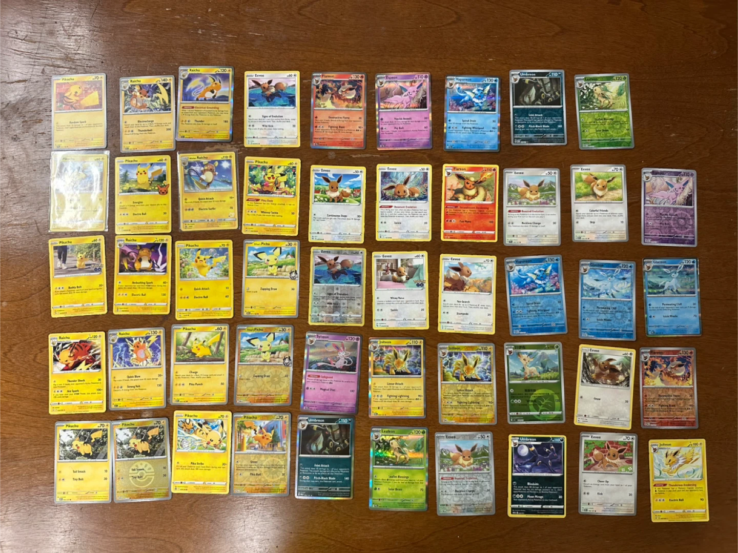 50 Eevee and Pikachu Cards