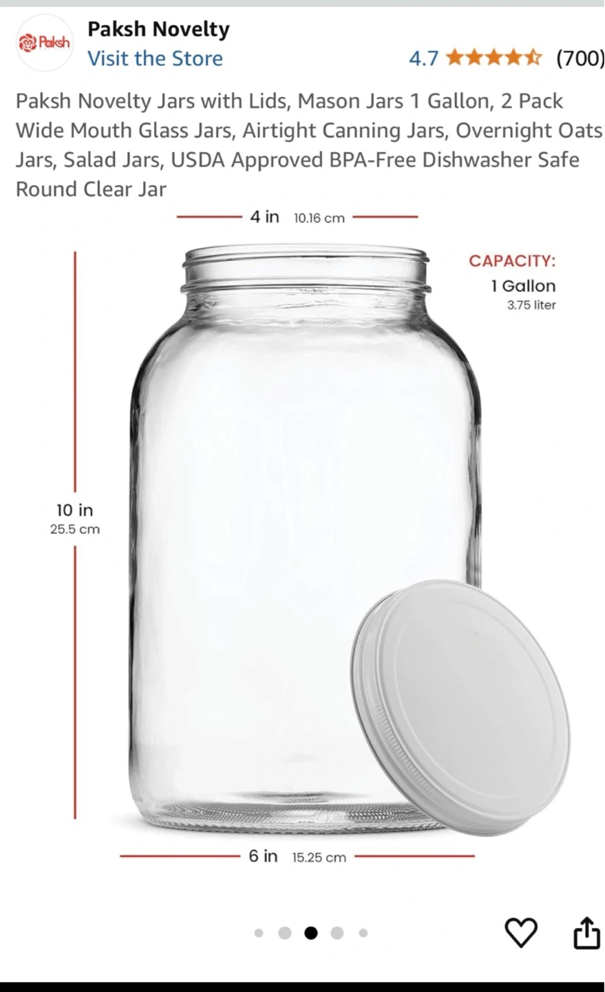 2 x 1 Gallon Glass Jars with Lids - photo 3