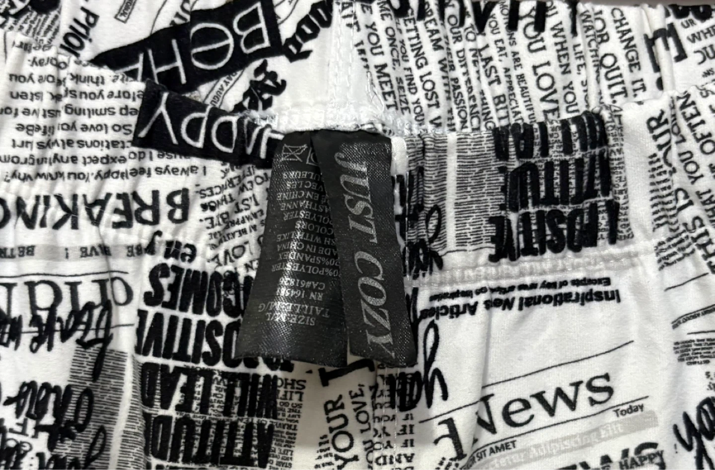 JUST COZY Newspaper Print Shorts- Size M/L - photo 2