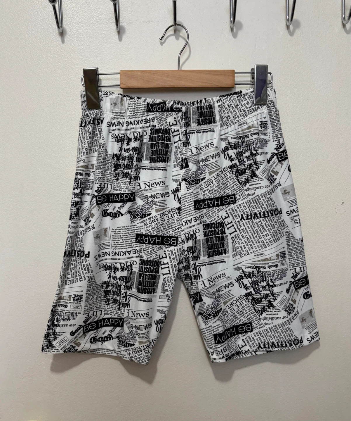 JUST COZY Newspaper Print Shorts- Size M/L