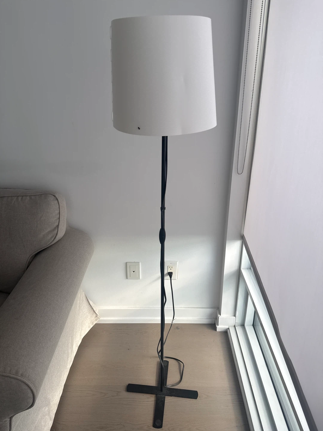 White Floor Lamp with Black Base