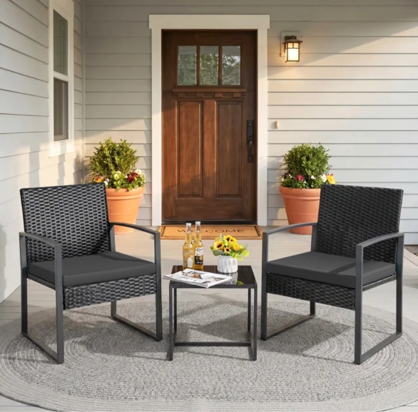 Wicker Patio Chairs and Table Set