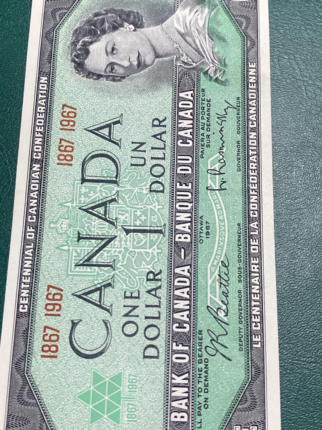 Canada 1967 Centennial One Dollar Bill - photo 3