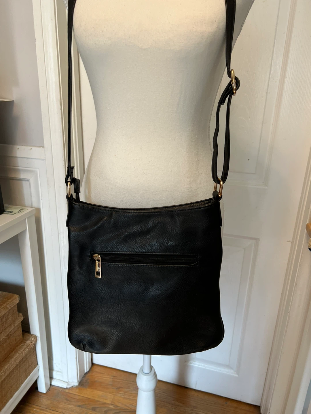Black Faux Leather Crossbody Bag - photo 3