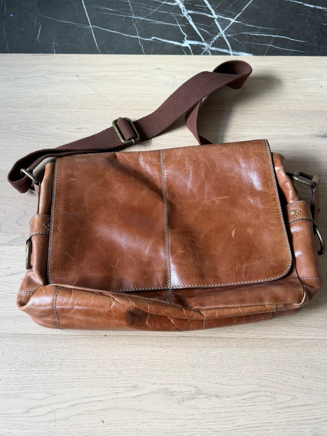Fossil Brown Leather Messenger Bag - photo 2