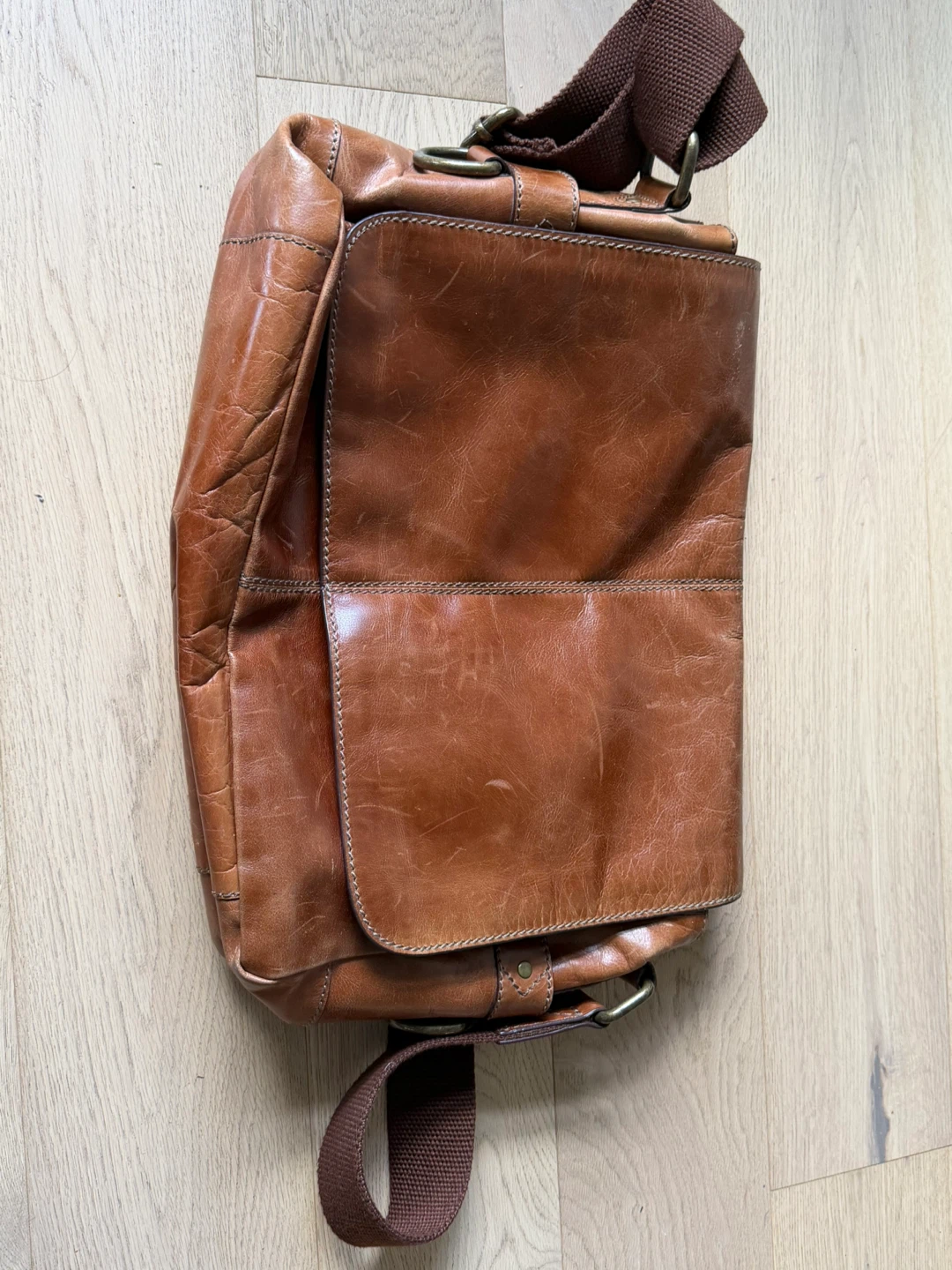 Fossil Brown Leather Messenger Bag