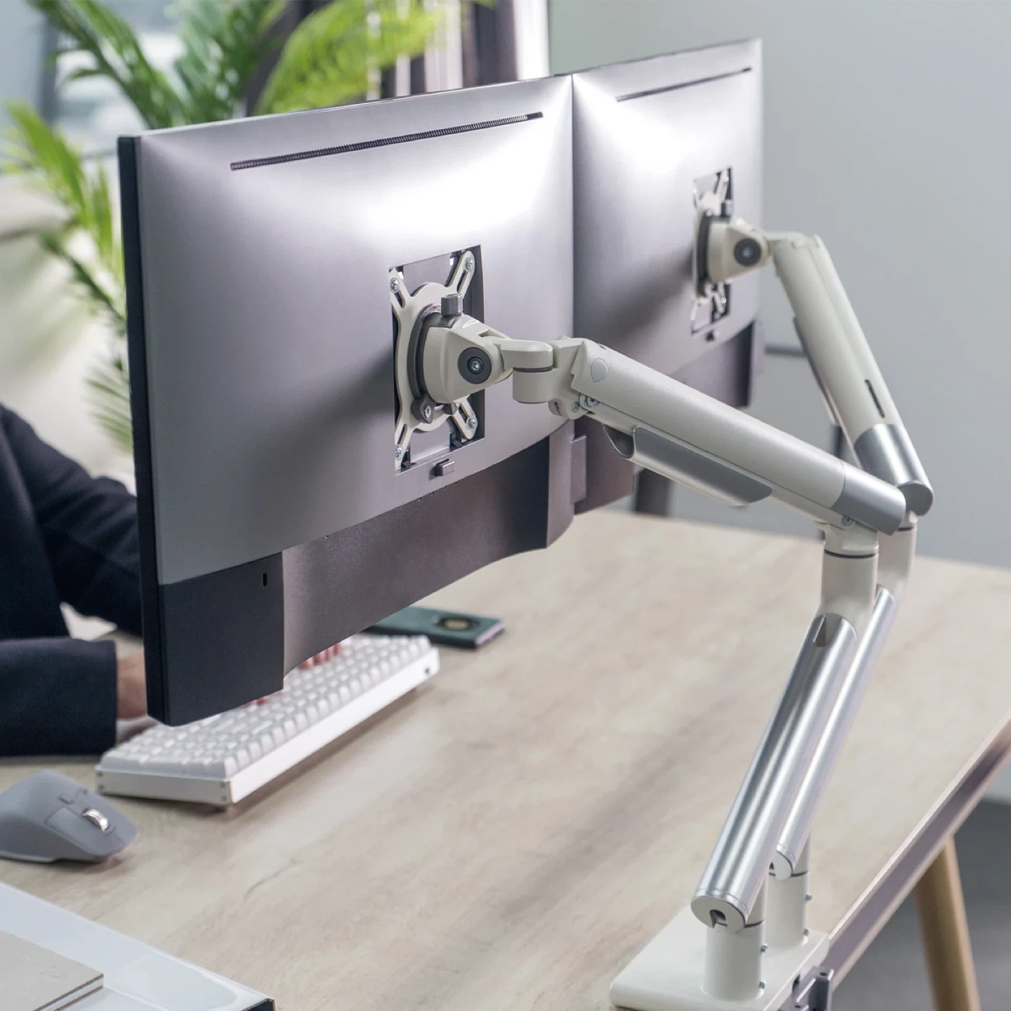 Desky Dual Slim Aluminium Monitor Arm (white)