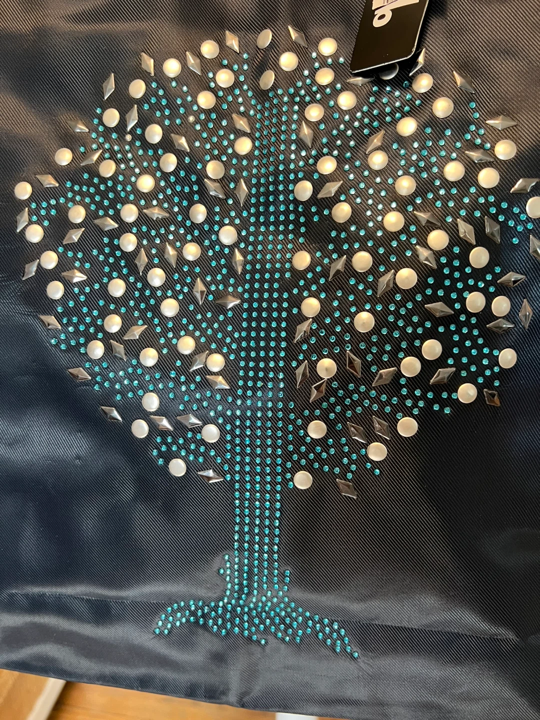 New Blue Tote Bag with Embellished Tree Design - photo 2