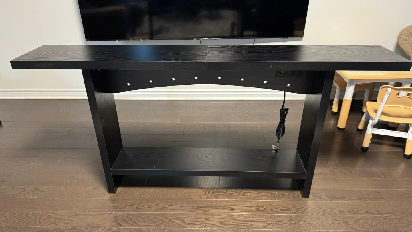 Black Console Table with Built-in Power Strip