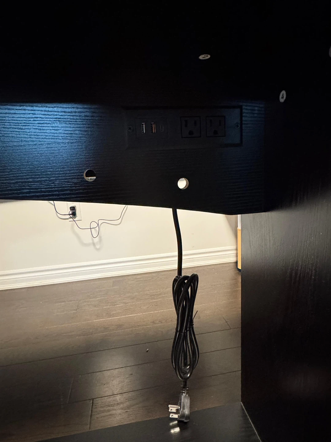 Black Console Table with Built-in Power Strip - photo 3