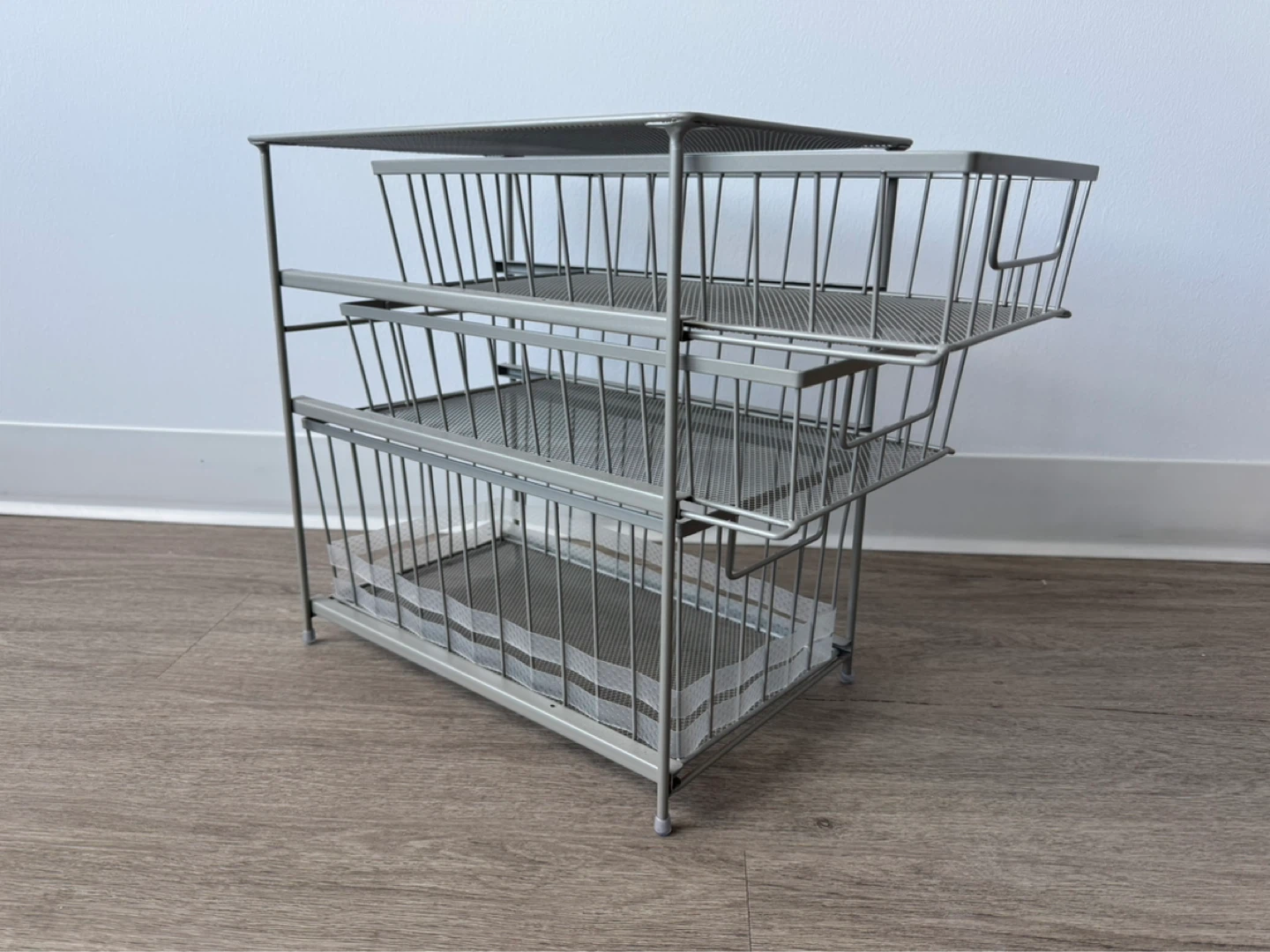 3-Tier Metal Mesh Drawer Storage Unit