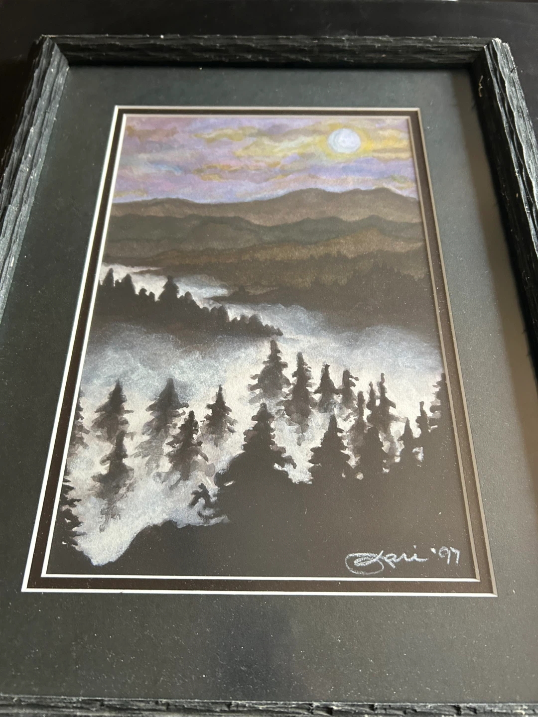 Framed Watercolour Mountain Landscape Painting '97 - photo 2