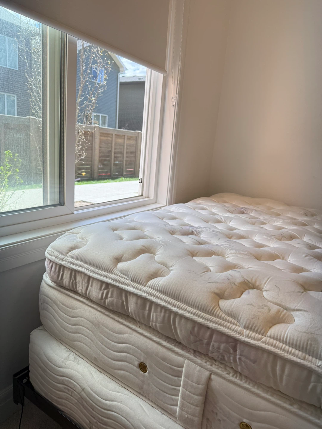Queen mattres + box spring + metal bed frame