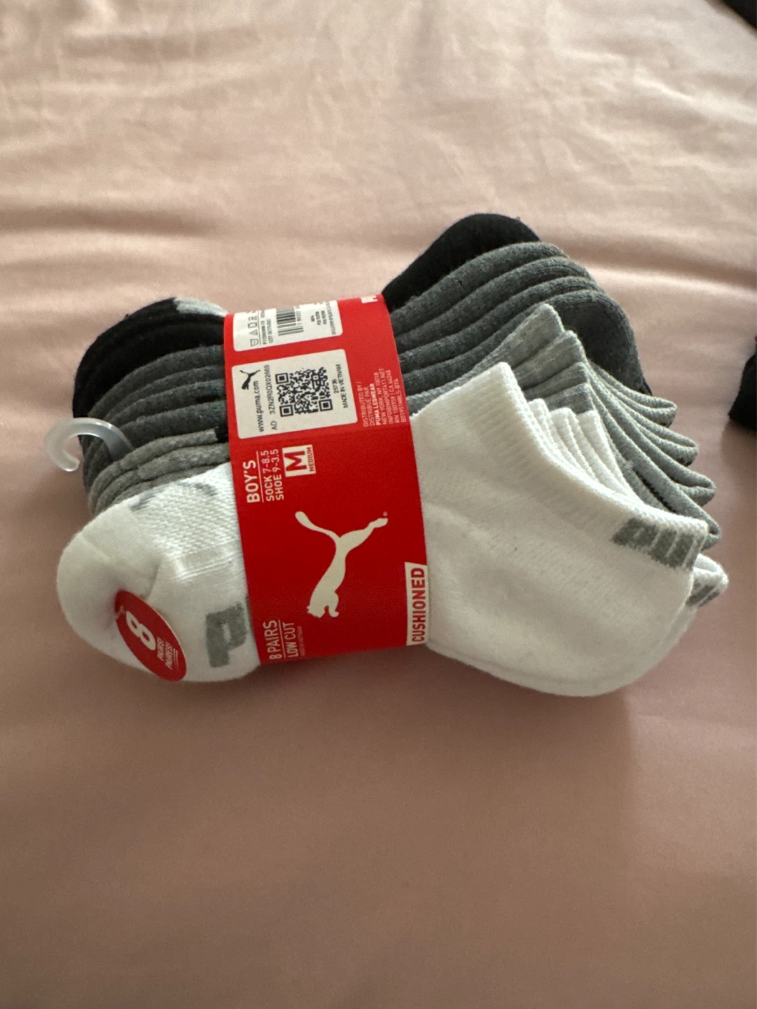 Puma Boys' 8-Pack Low Cut Cushioned Socks - Medium