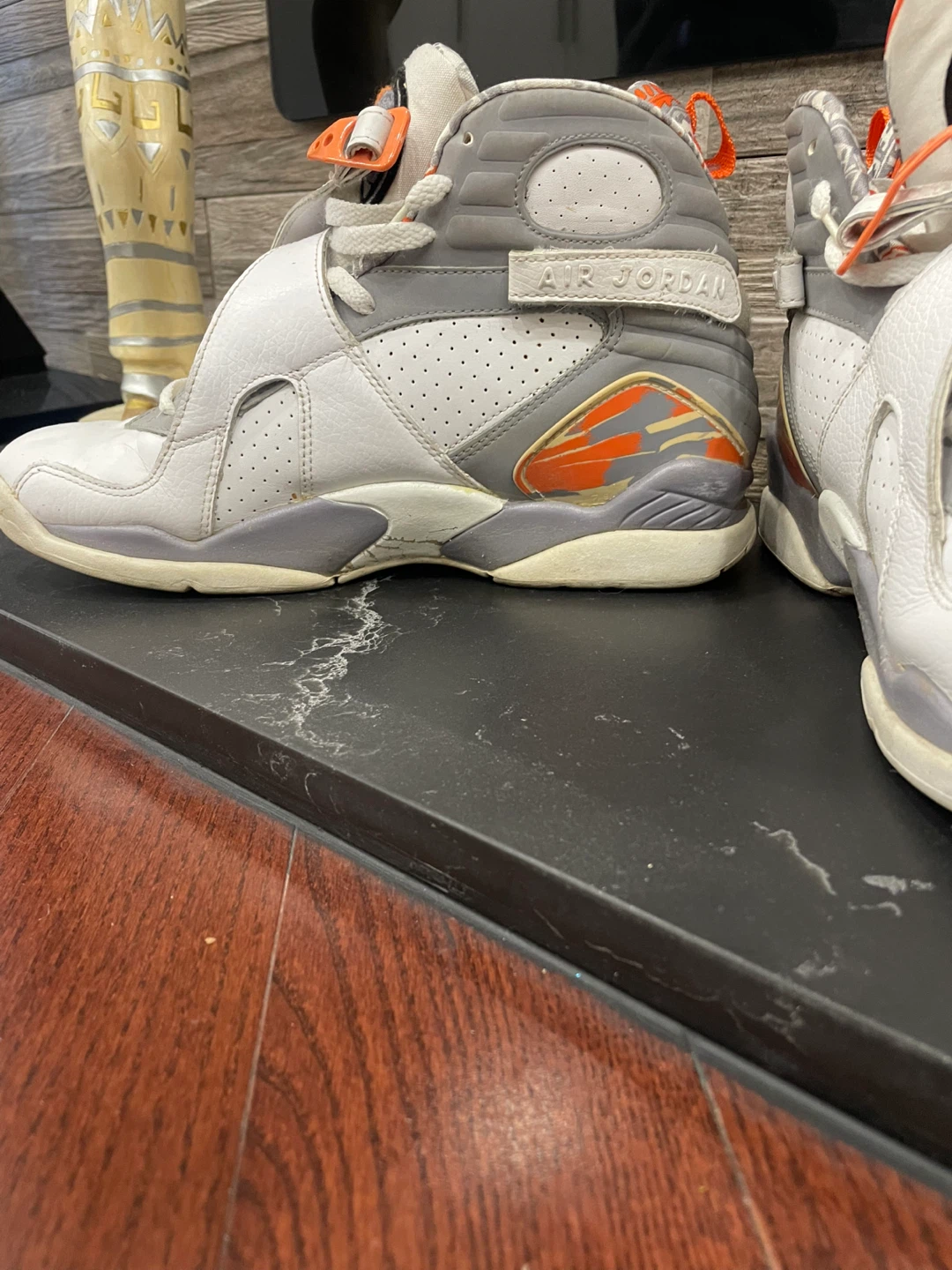 Air Jordan 8 Retro White Orange Grey Sneakers - photo 5