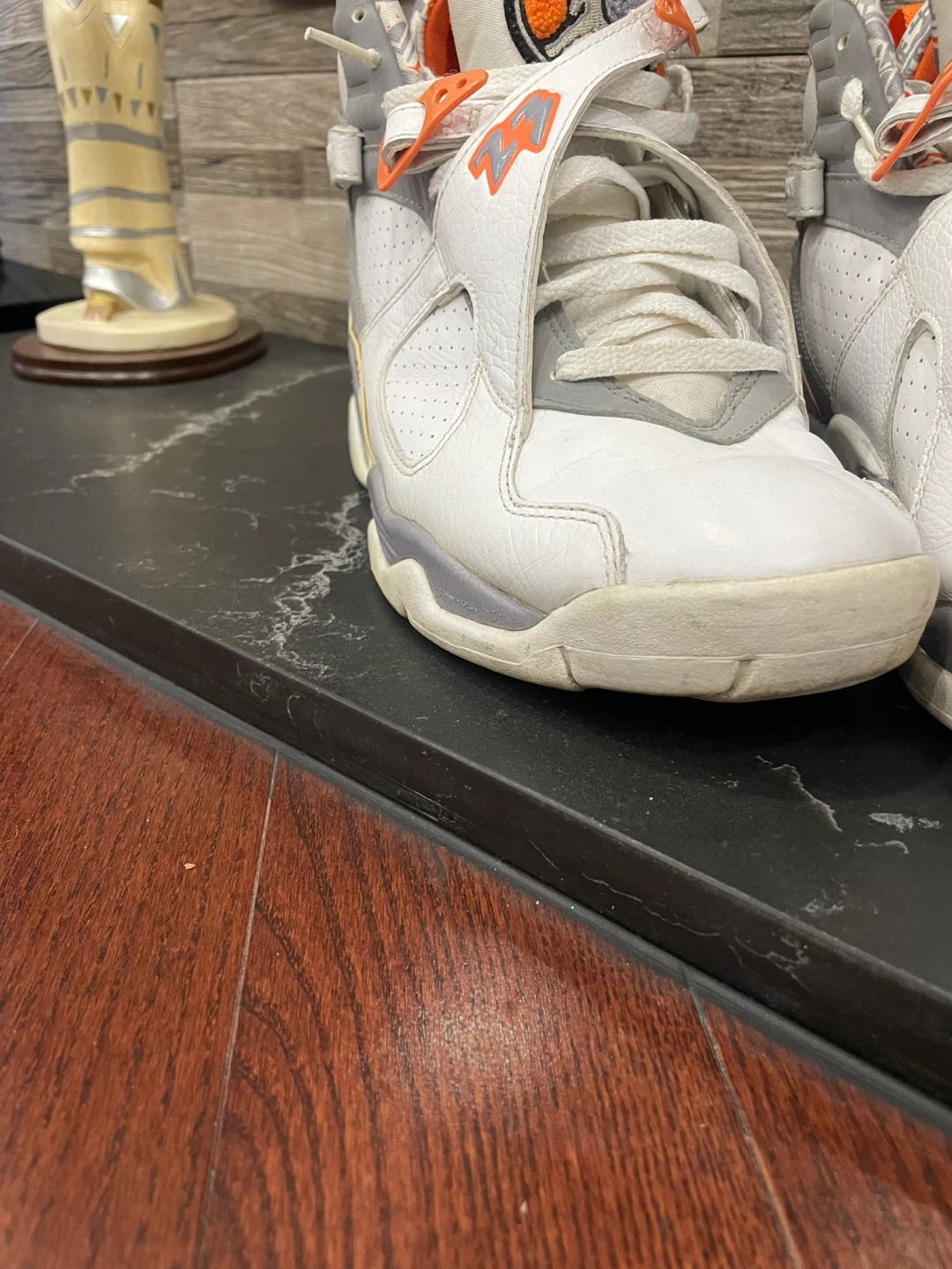 Air Jordan 8 Retro White Orange Grey Sneakers - photo 4