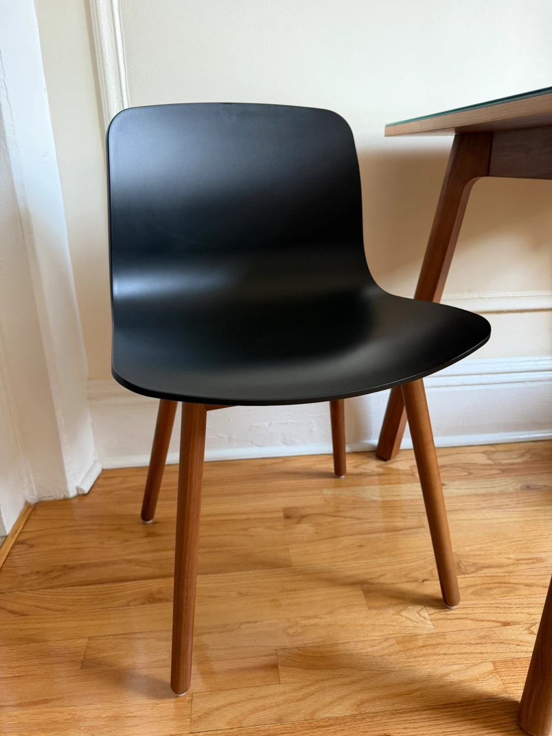 Black Chairs & Wood Legs (2) and mid century walnut table - photo 2