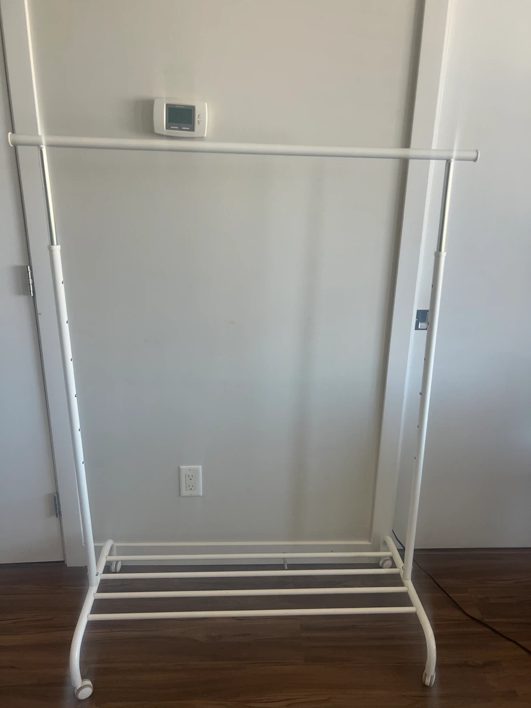 White Rolling Clothes Rack with Shelf - photo 2