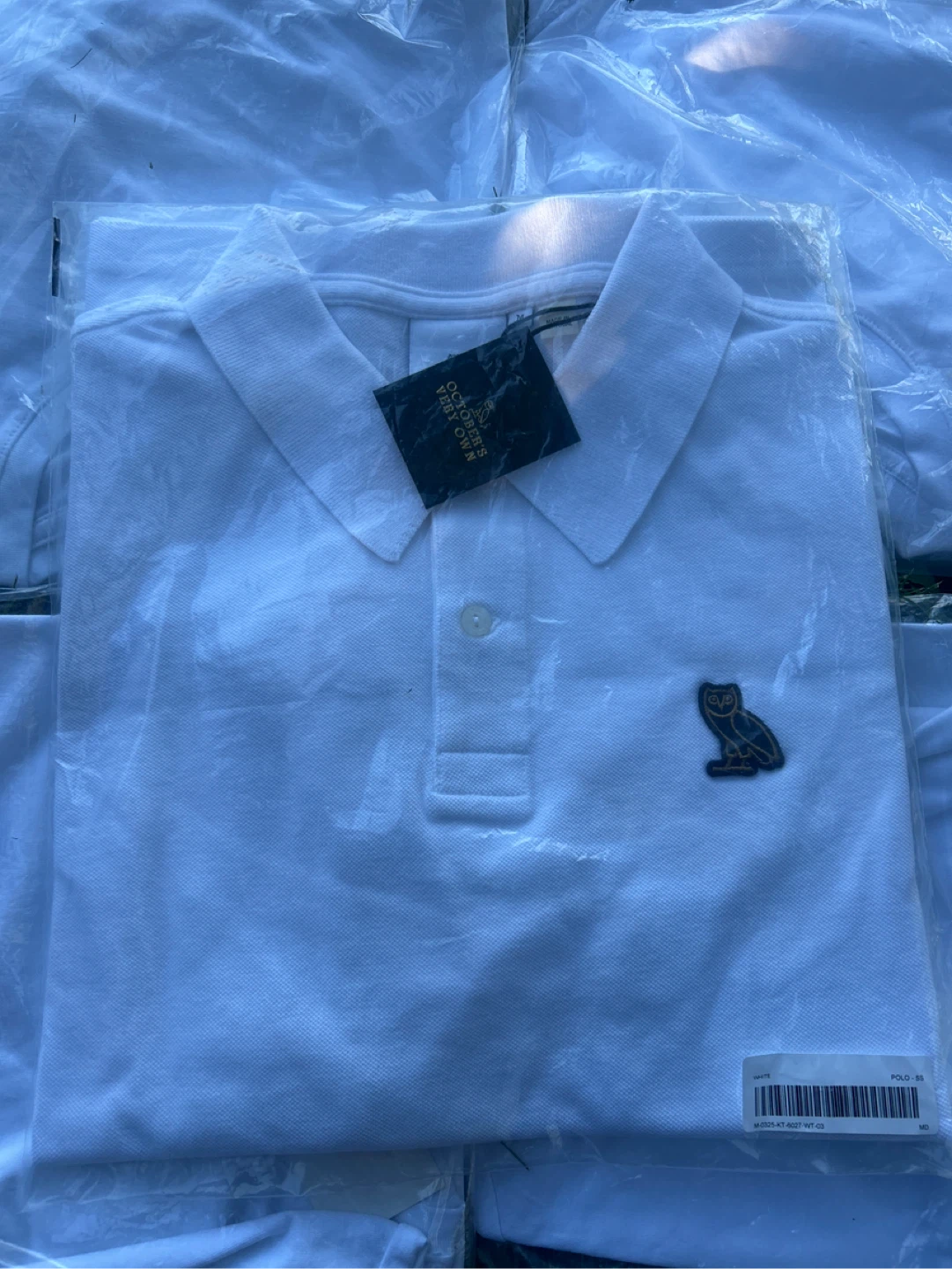 White ovo polo shirt