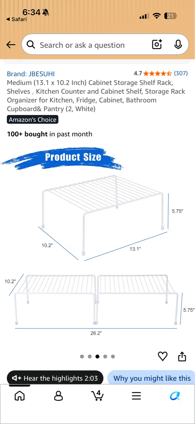 Cabinet Storage Shelf Rack - White (2 Pack) - photo 2