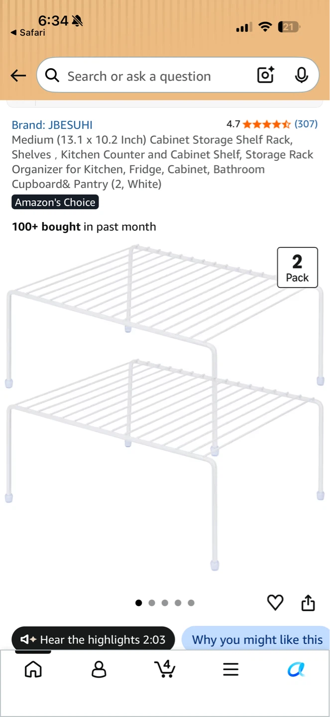 Cabinet Storage Shelf Rack - White (2 Pack) - photo 5