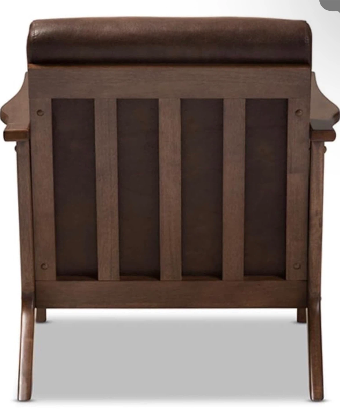 Mid-Century Modern Walnut & Faux Leather Lounge Chair - photo 2