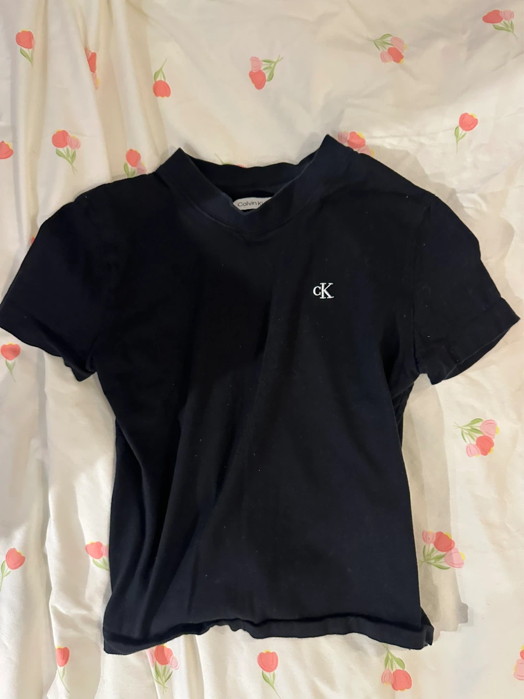 Calvin Klein Black CK Logo Cropped T-Shirt - photo 2