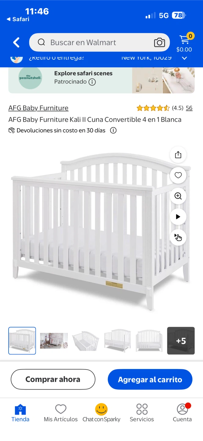 AFG Baby Furniture 4-in-1 Convertible Crib