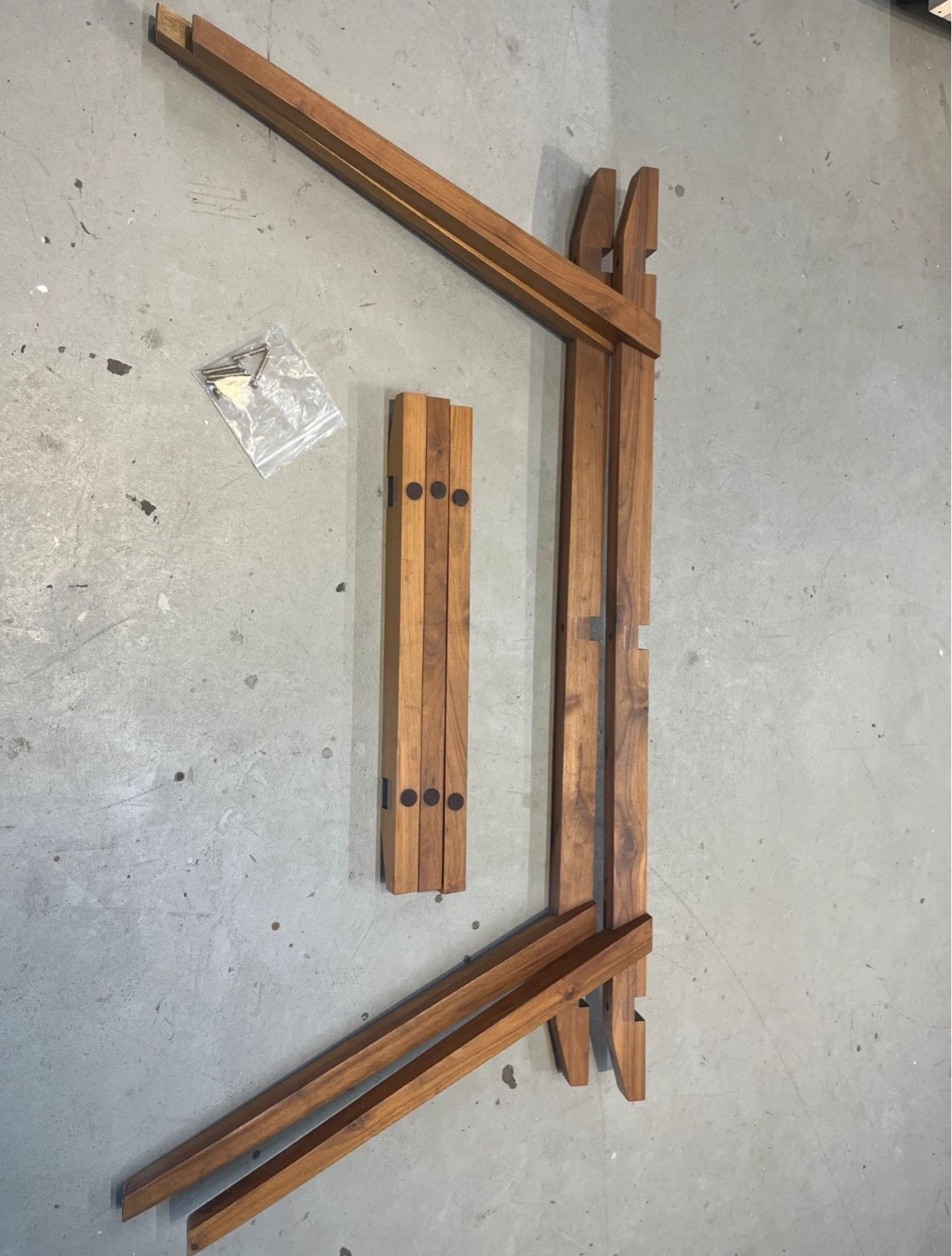 Mid-Century Glass Dining Table/Desk with Wooden Legs - photo 4