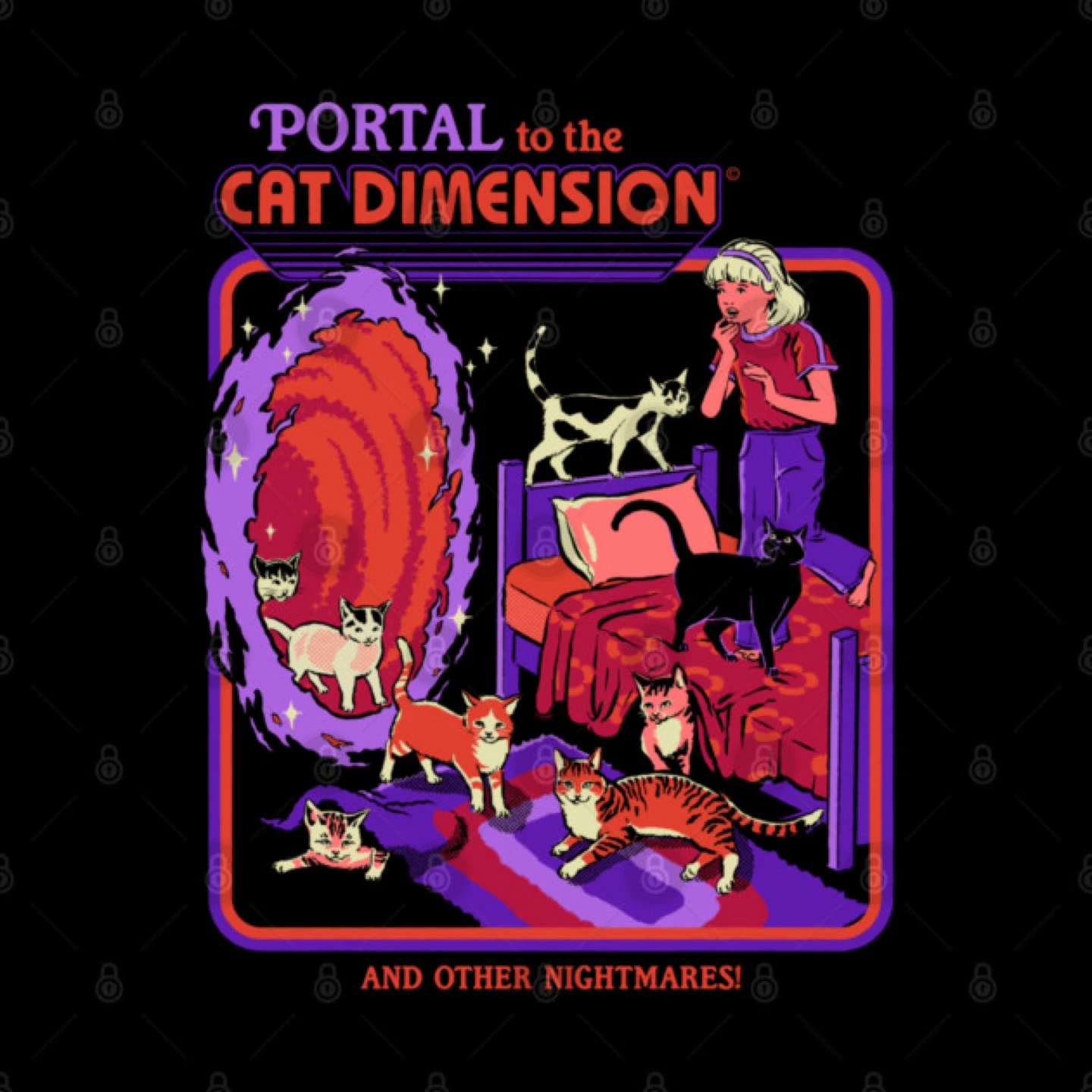 Portal to the Cat Dimension Graphic Fabric