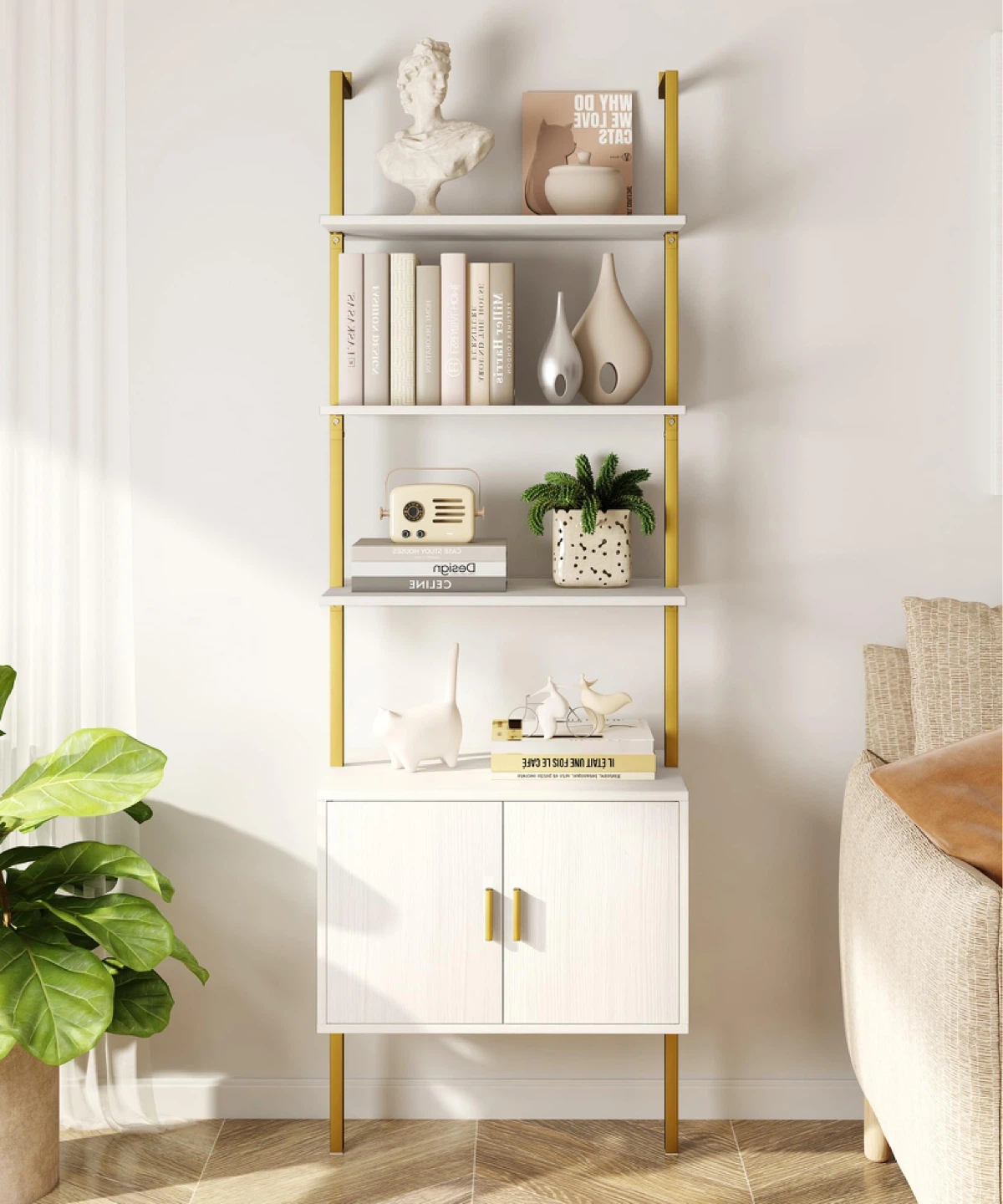 Yusong 73" Tall Bookshelf with Cabinet