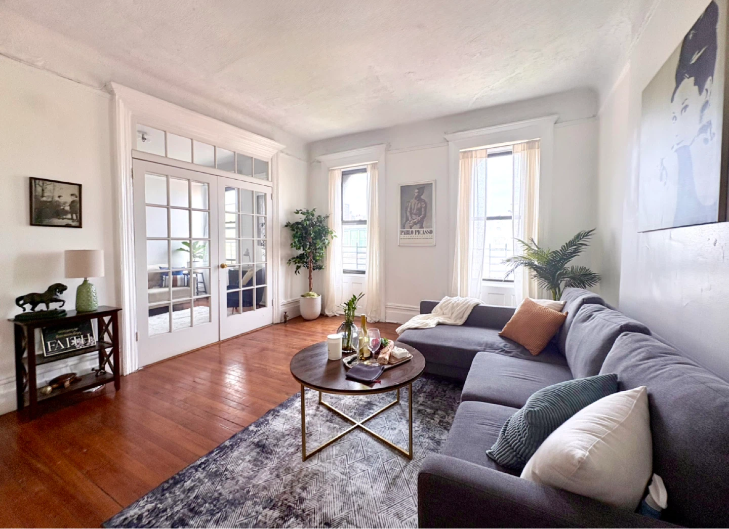 Gray Sectional Sofa and Gold Coffee Table - photo 3