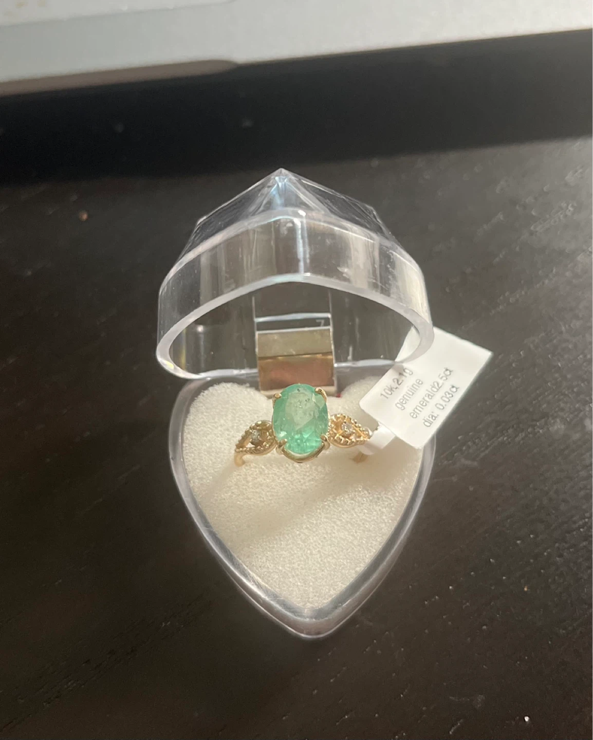 10K Gold Genuine Emerald & Diamond Ring