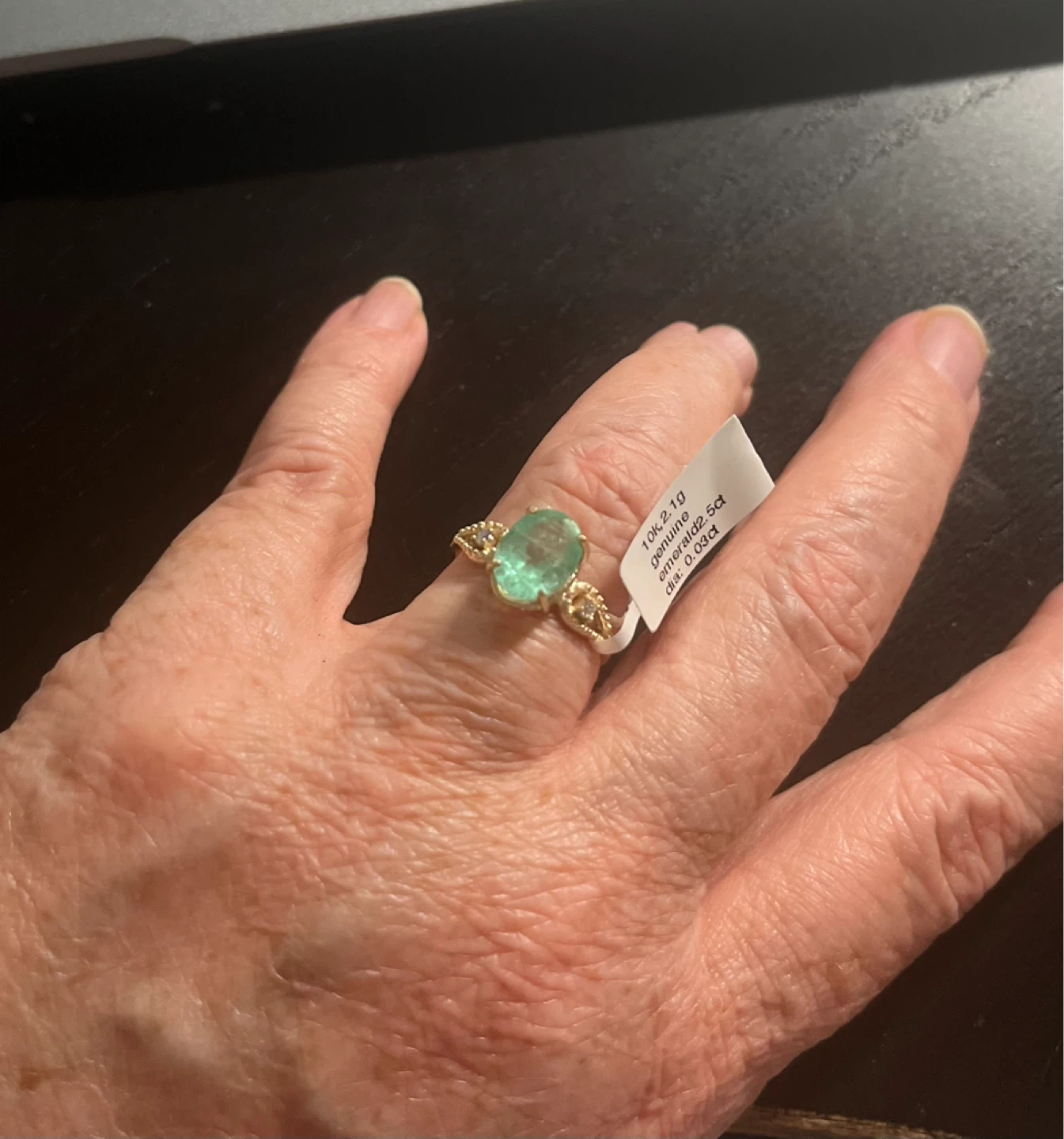 10K Gold Genuine Emerald & Diamond Ring - photo 3