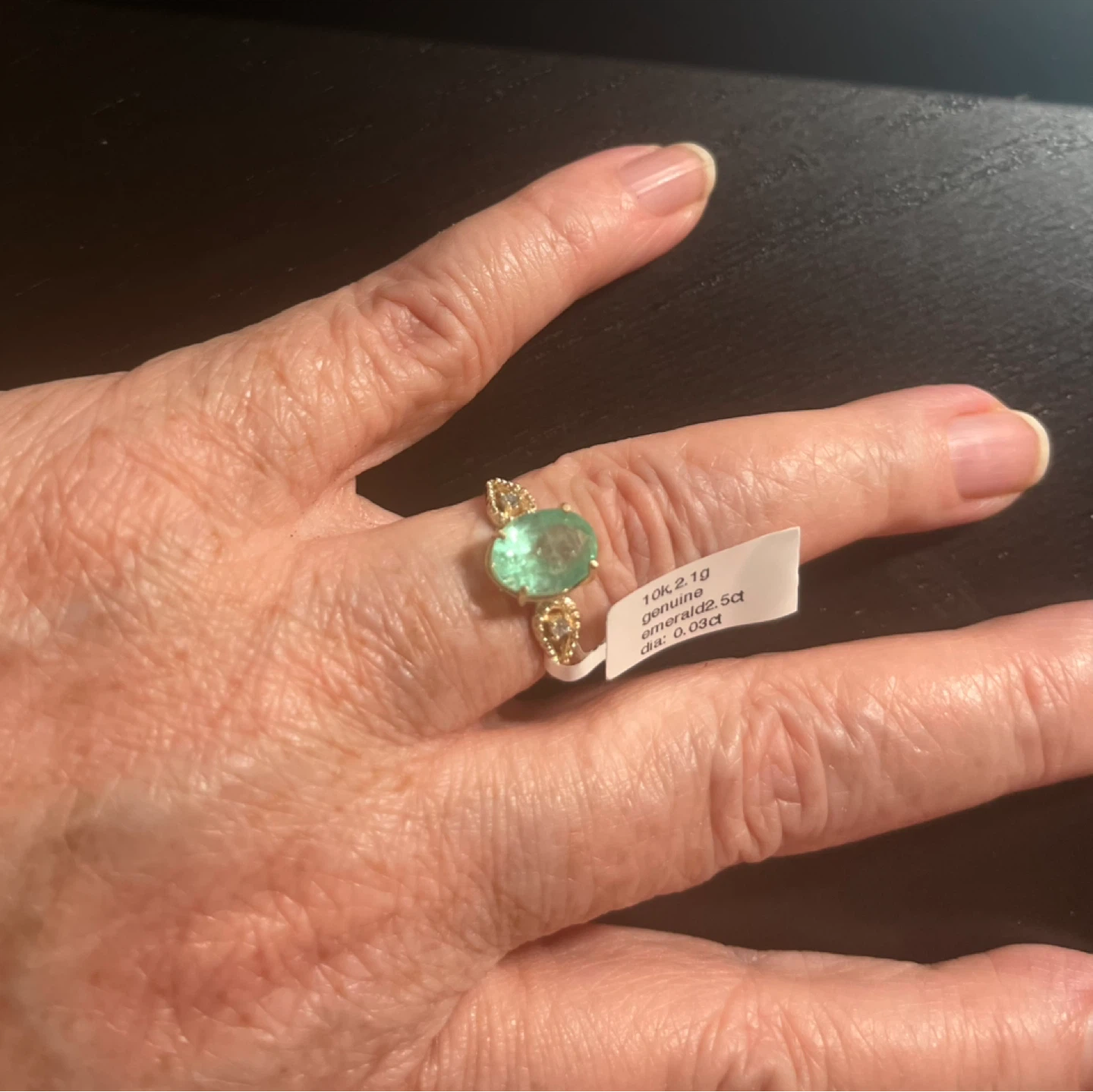 10K Gold Genuine Emerald & Diamond Ring - photo 2
