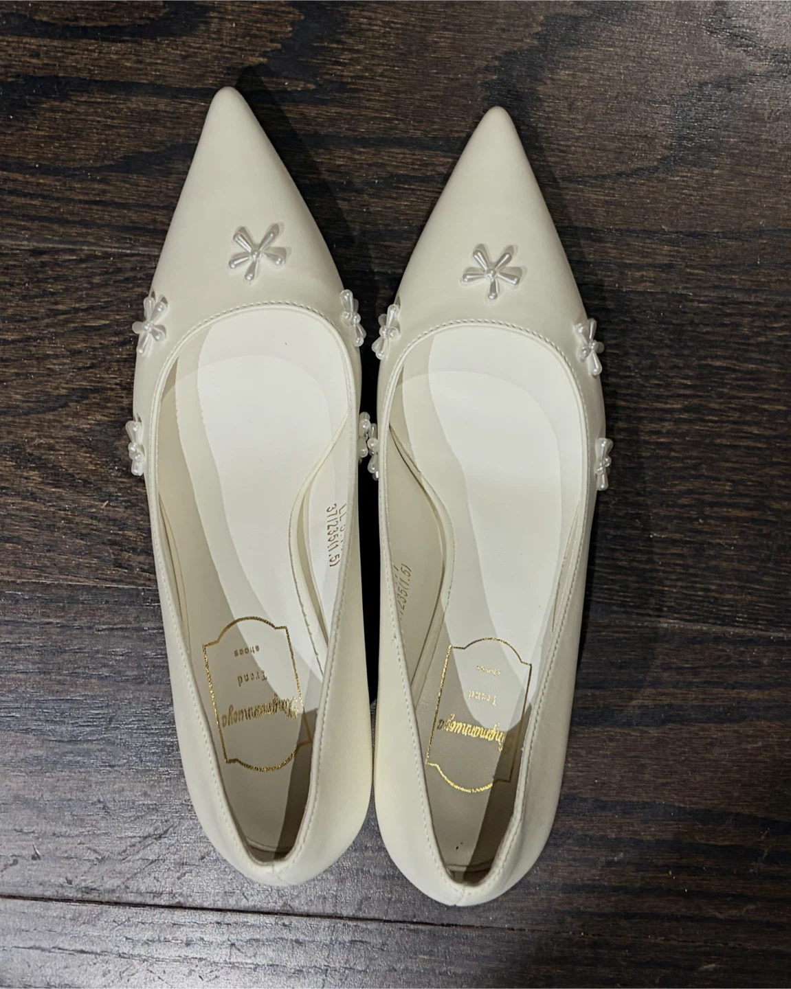 New (no box) White Pointed Toe Heels Dress shoes evening shoes - photo 3