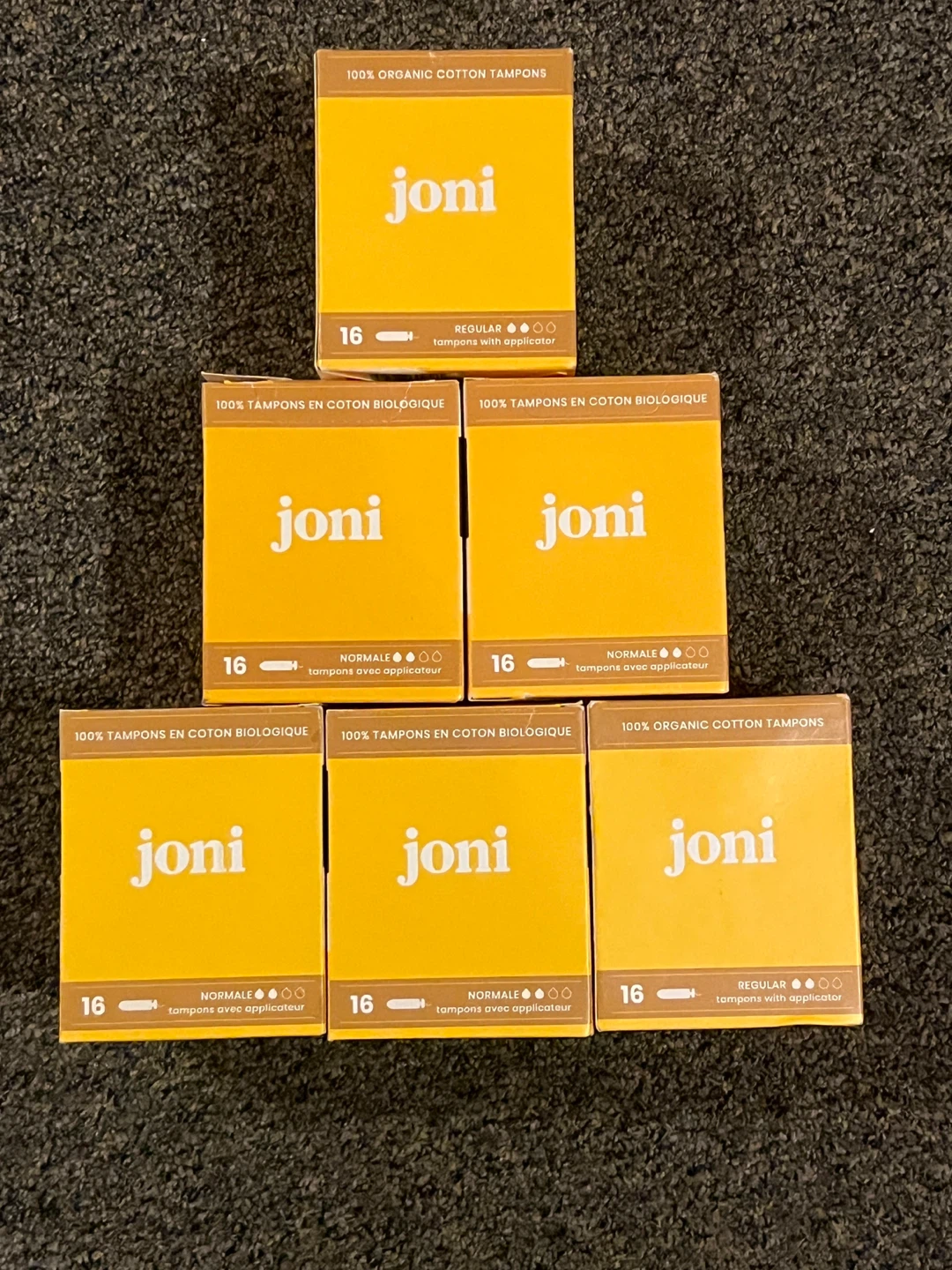 Joni Organic Cotton Tampons - Regular/Normale (5 Boxes)