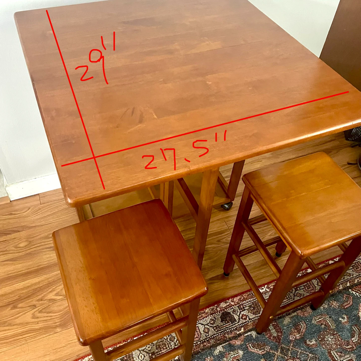 Drop Leaf Dining Set with 2 Stools - photo 2