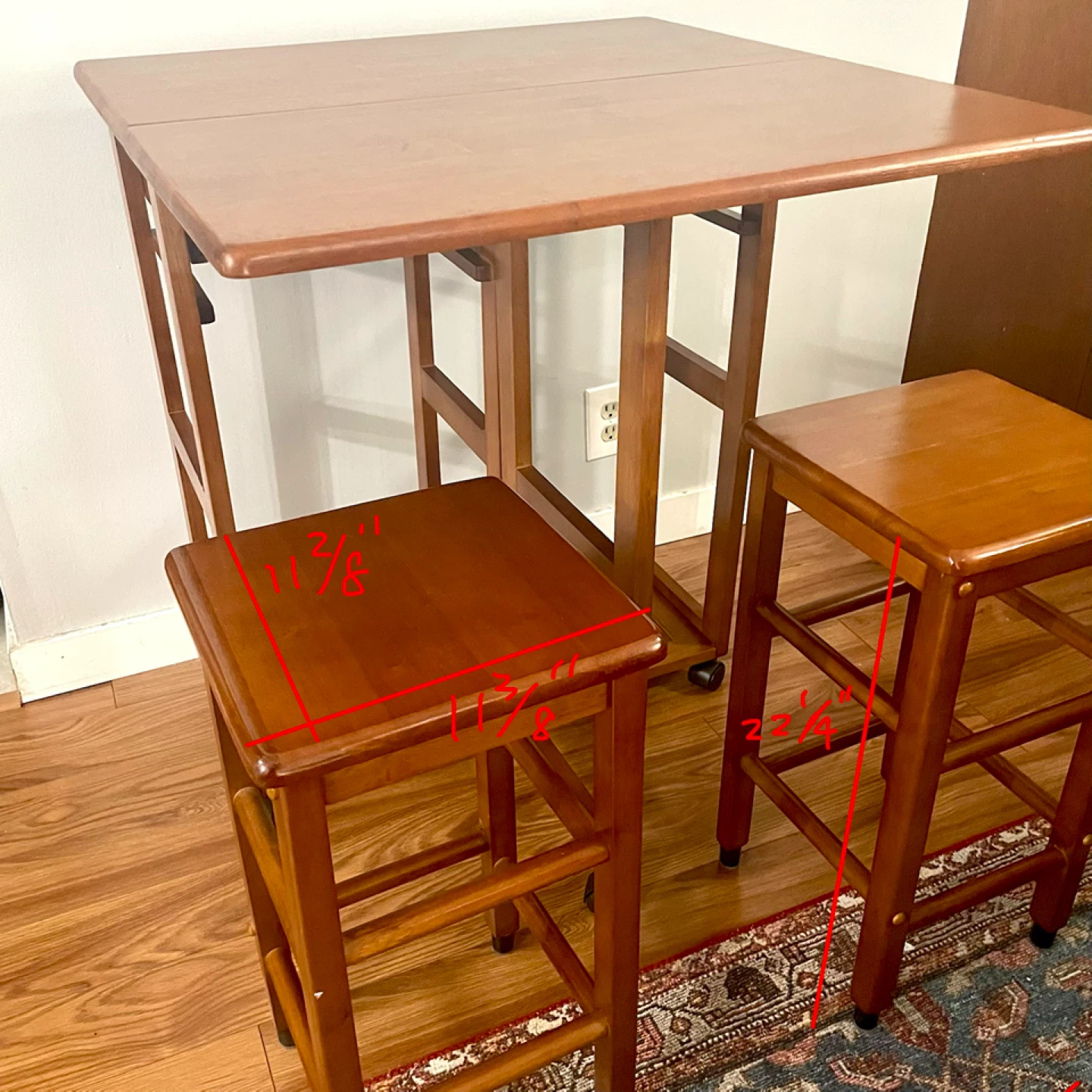 Drop Leaf Dining Set with 2 Stools
