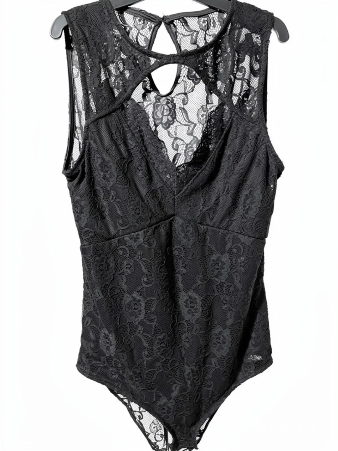 Black Lace Bodysuit with Cutout