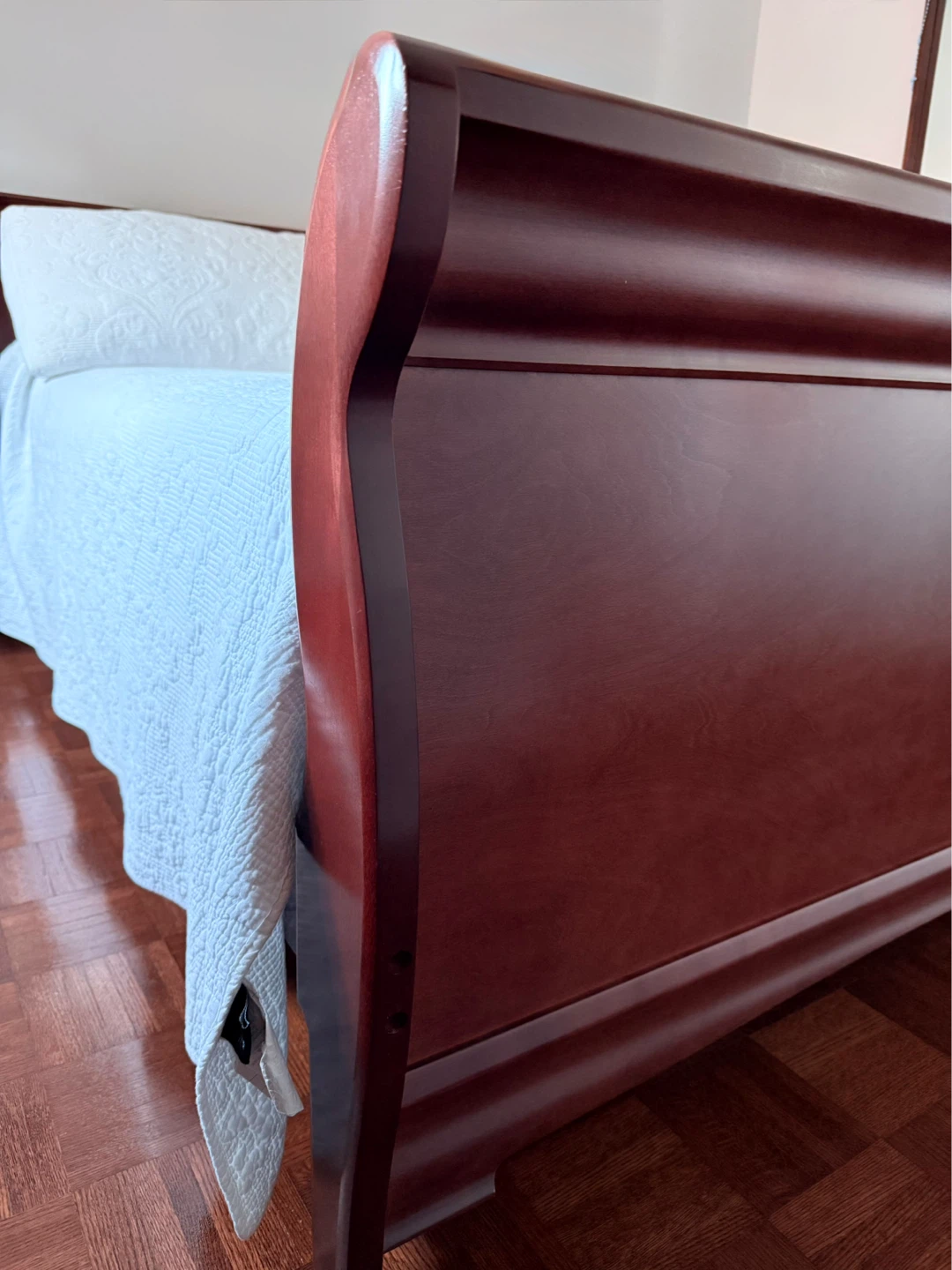 Wooden Sleigh Bed Frame & mattress - photo 4