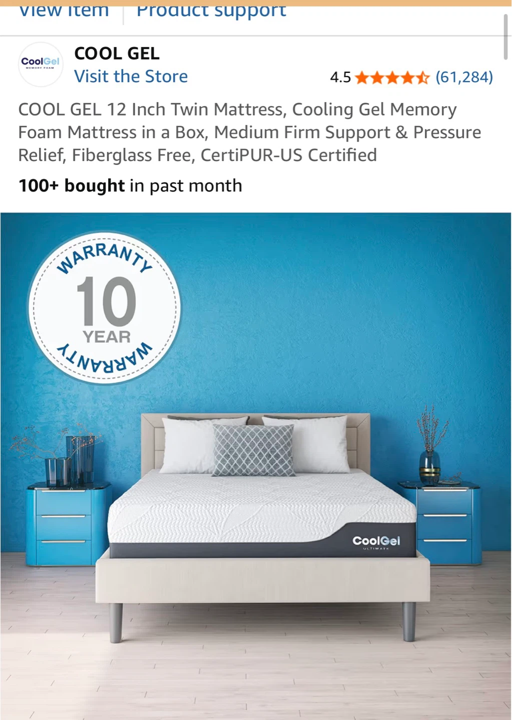 Full Bed Frame + 12” Mattress + 2 Pillows - photo 2