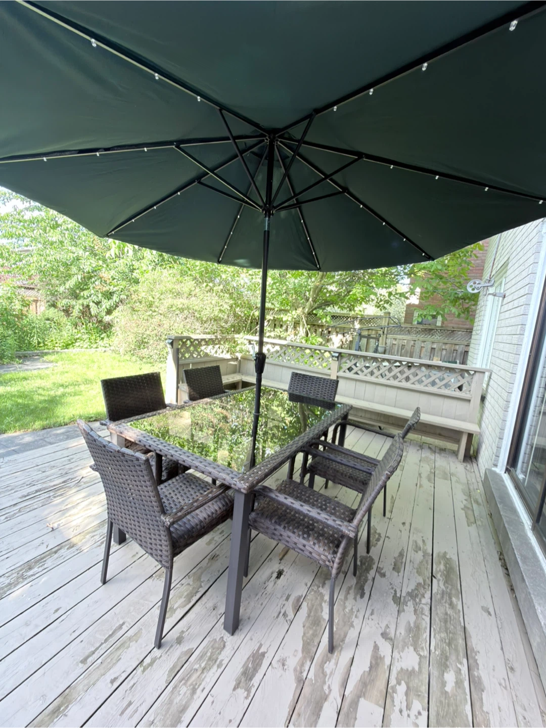 Dark Green Patio Umbrella with Solar Lights - photo 4