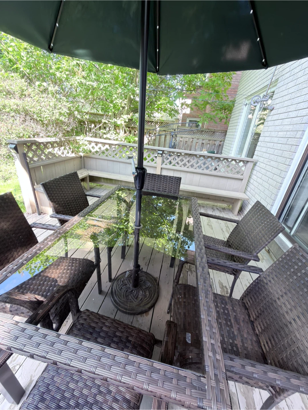 Dark Green Patio Umbrella with Solar Lights - photo 5
