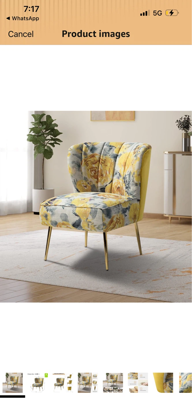 New Accent Chair with Yellow Floral Print