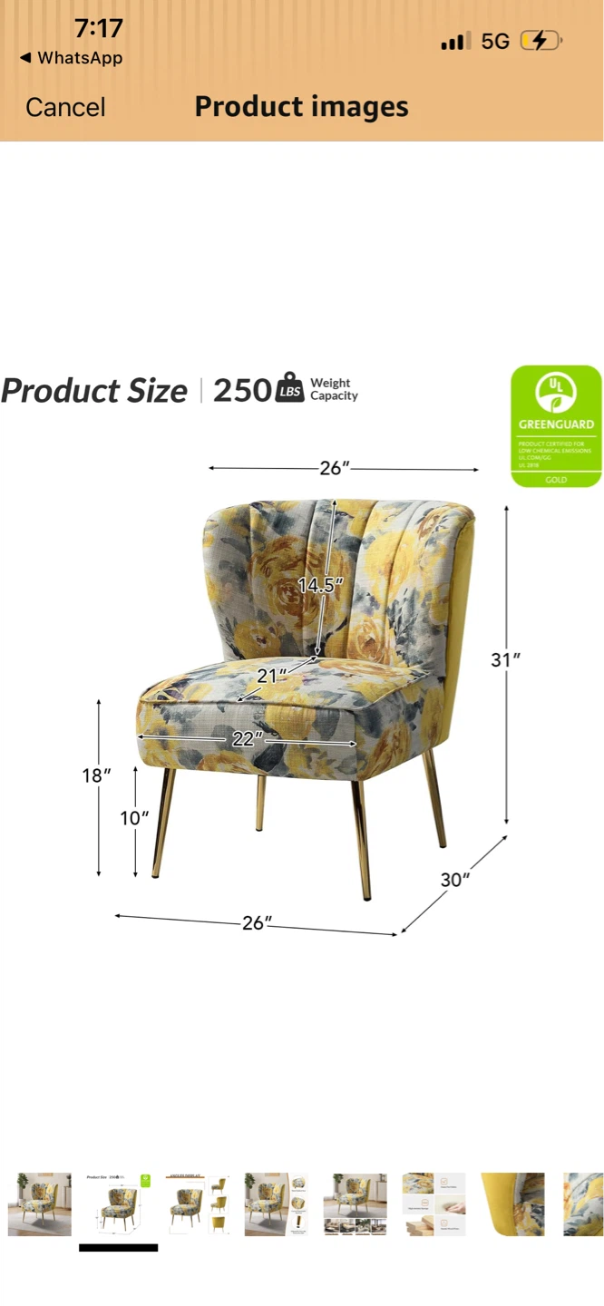 New Accent Chair with Yellow Floral Print - photo 2