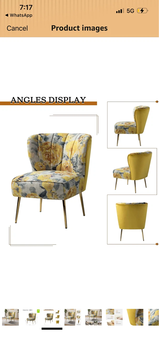 New Accent Chair with Yellow Floral Print - photo 3